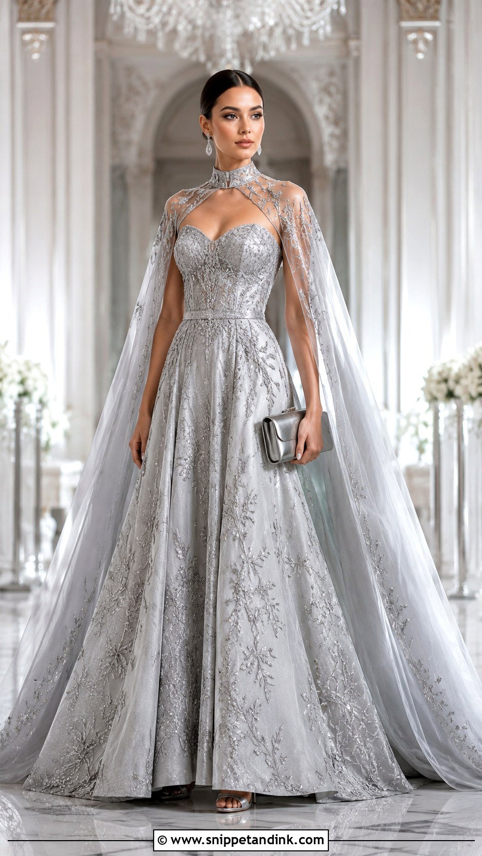 Silver Cape Royal Ball Gown - Snippet and Ink - 20 Royal Ball Gown Ideas