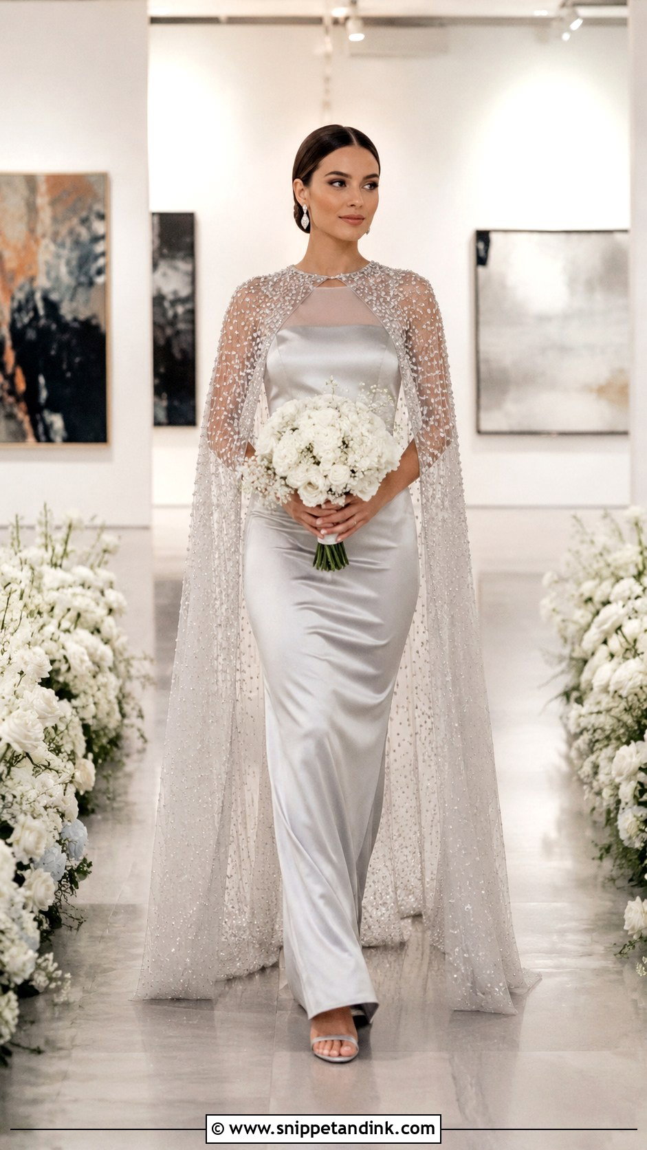 Silver Cape Wedding Dress - Snippet and Ink - 30 Silver Wedding Dress Ideas