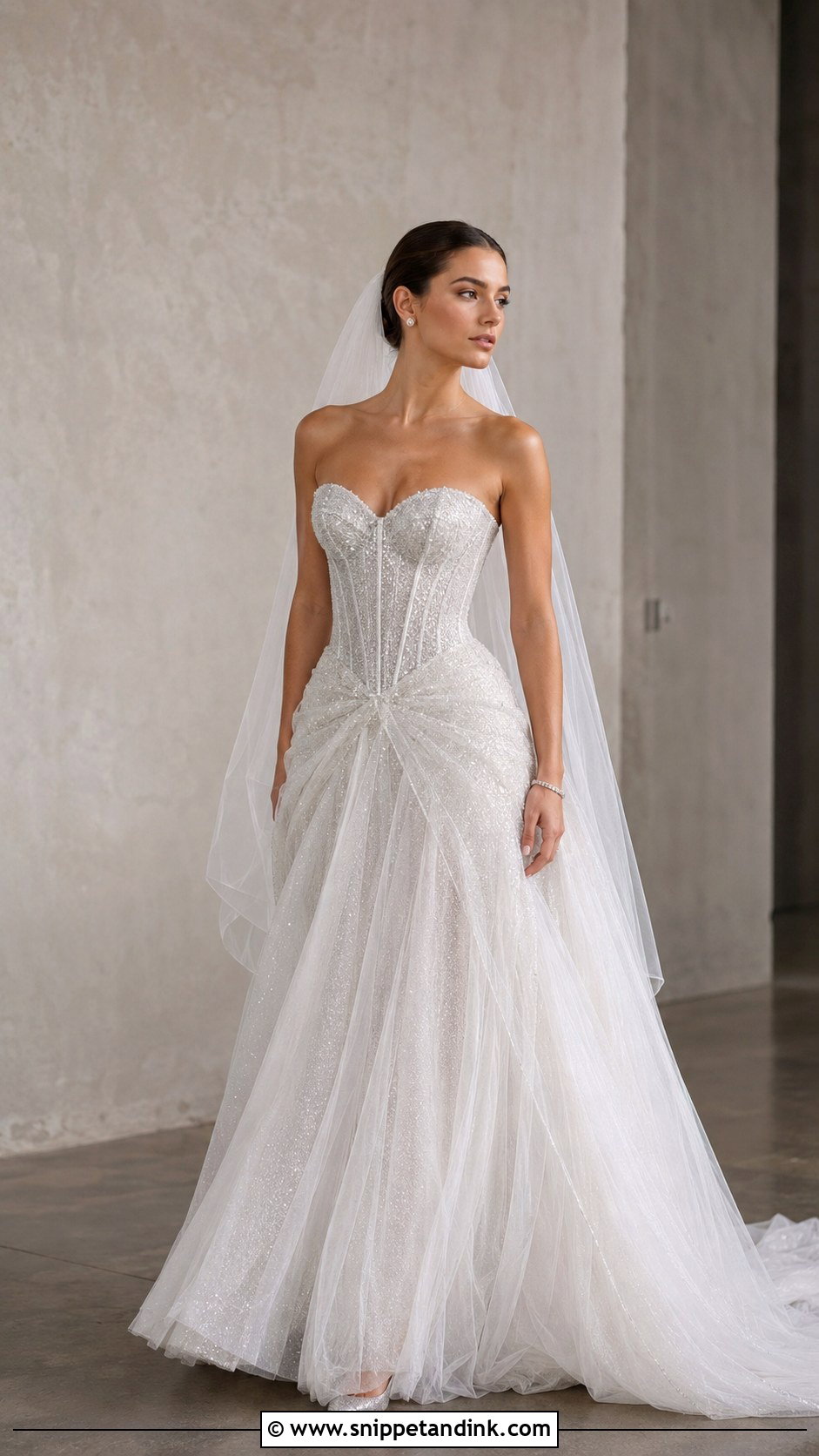 Silver Corset Wedding Gown - Snippet and Ink - 20 Elegant Silver Wedding Gowns