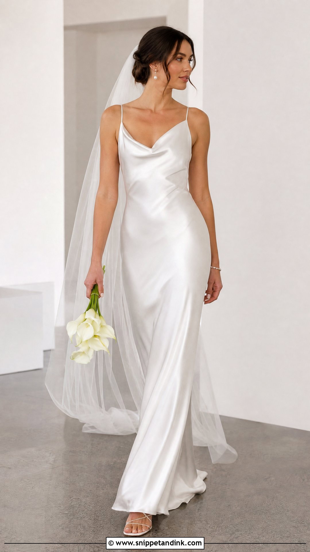 Silver Cowl Neck Slip Wedding Gown - Snippet and Ink - 20 Silver Wedding Gowns