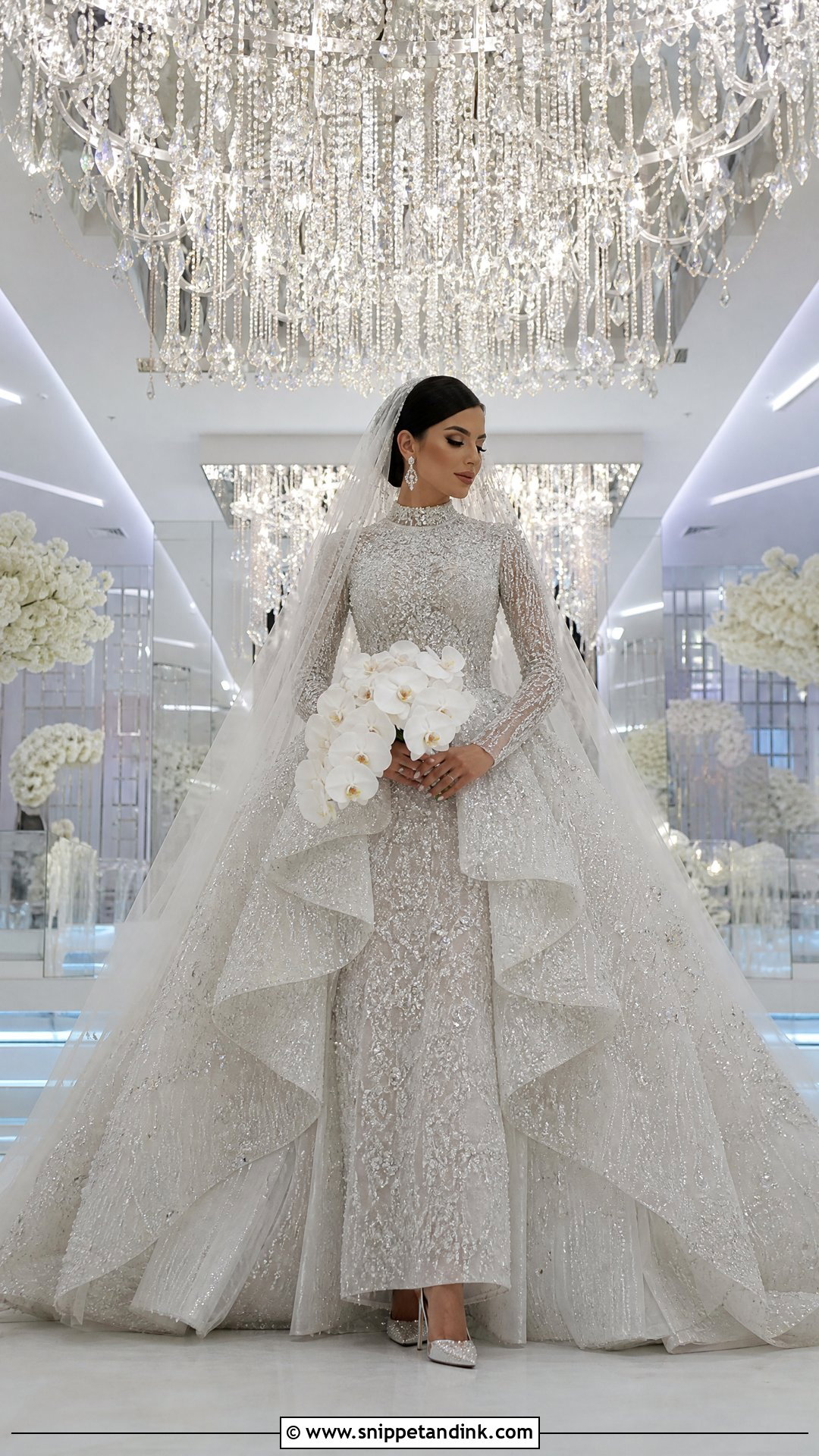 Silver Crystal Arab Wedding Dress - Snippet and Ink - 25 Arab Wedding Dresses