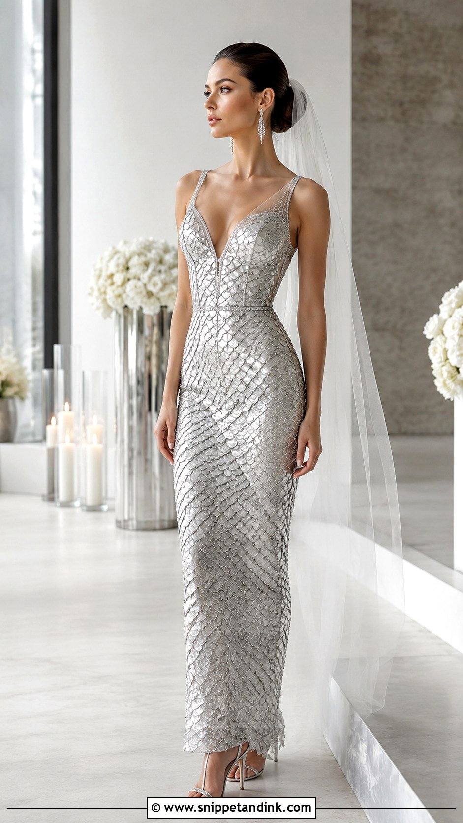 Silver Dragon Scale Wedding Dress - Snippet and Ink - 20 Dragon Wedding Dress Ideas