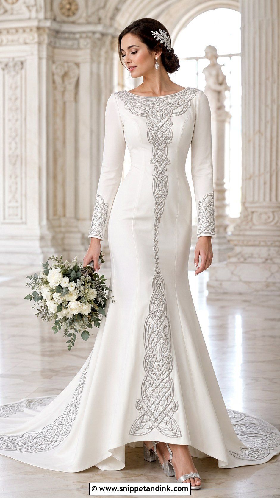Silver Embroidered Celtic Wedding Dress - Snippet and Ink - 20 Irish Celtic Wedding Dress Ideas