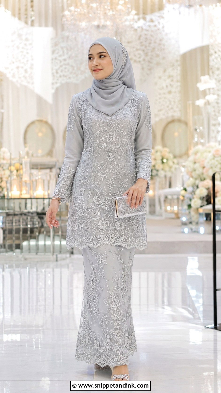 Silver Embroidered Malay Dress - Snippet and Ink - 30 Malay Wedding Dress Ideas