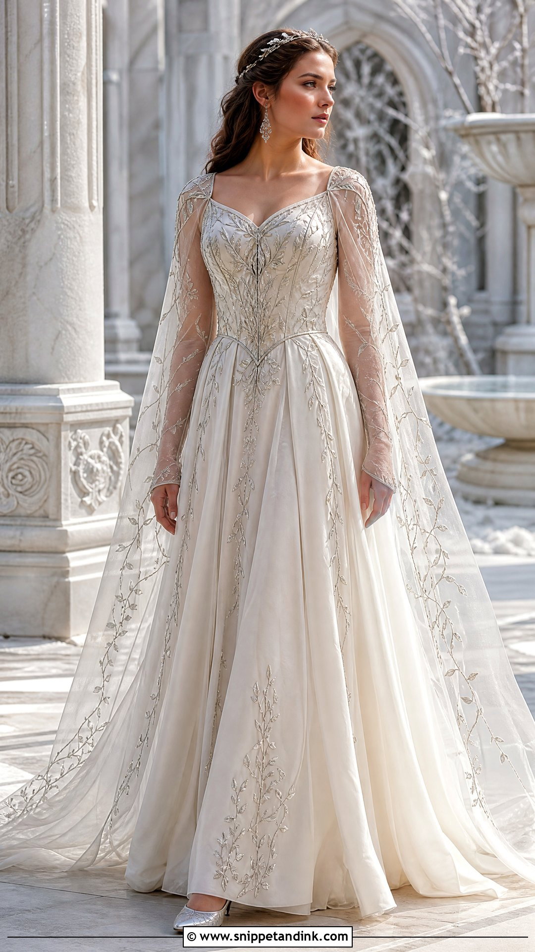 Silver Embroidered Medieval Fantasy Wedding Dress - Snippet and Ink - 25 Medieval Fantasy Wedding Dress Ideas