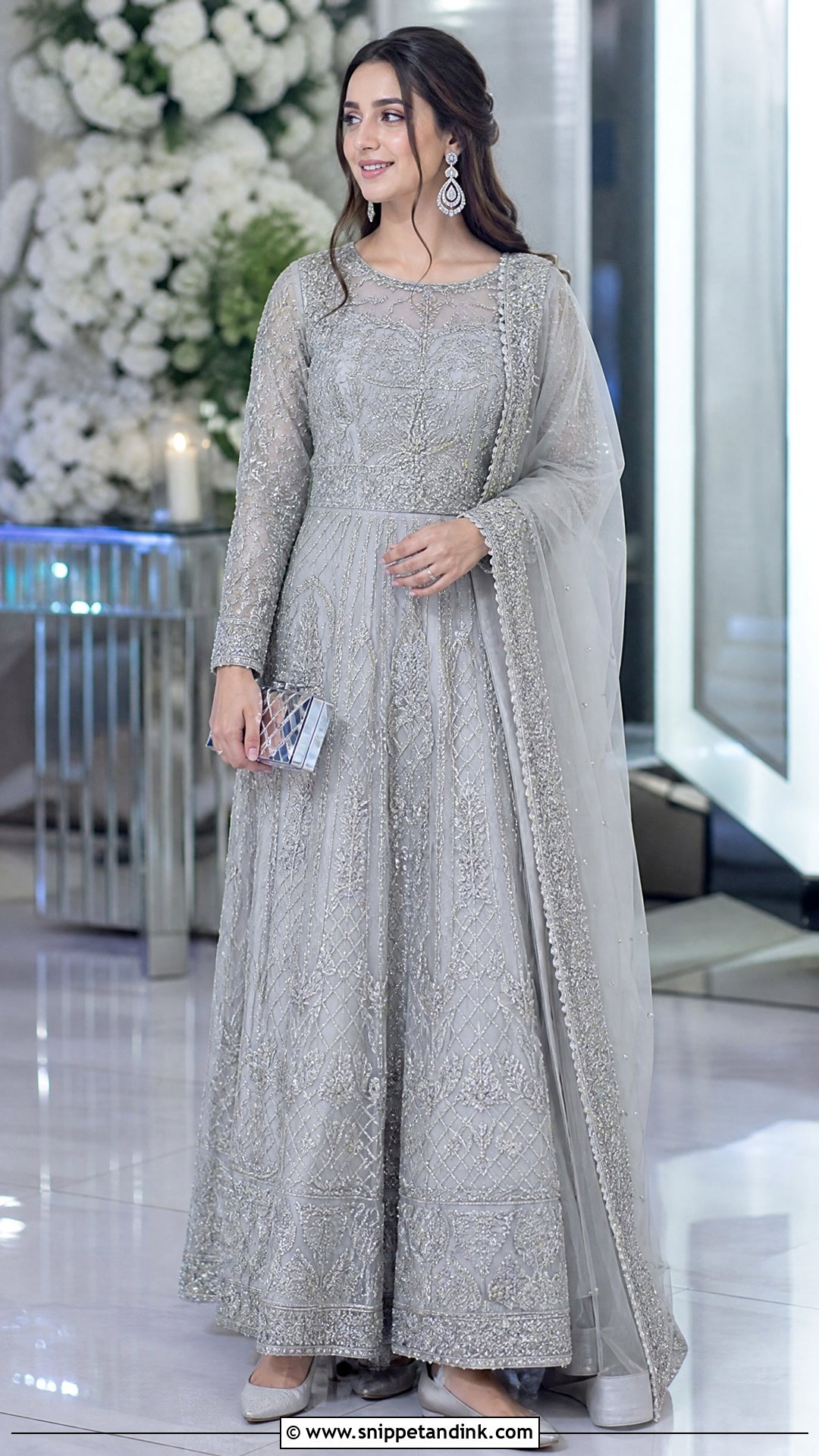 Silver Embroidered Nikah Maxi - Snippet and Ink - 20 Nikah Bridal Dress Ideas