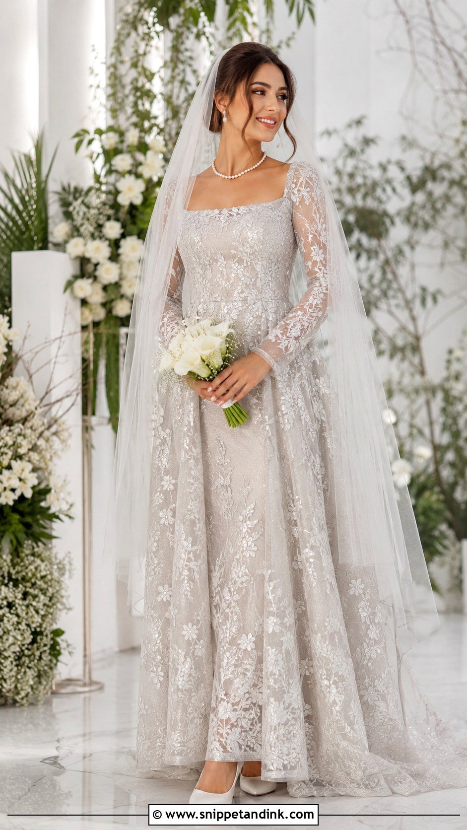 Silver Embroidered Wedding Dress - Snippet and Ink - 30 Silver Wedding Dress Ideas