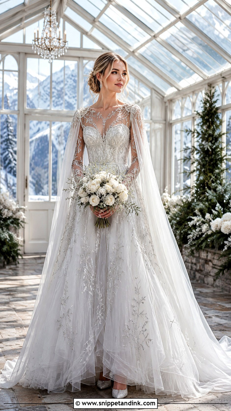 Silver Embroidered Winter Fairy Wedding Dress - Snippet and Ink - 20 Ethereal Fairy Wedding Dress Ideas