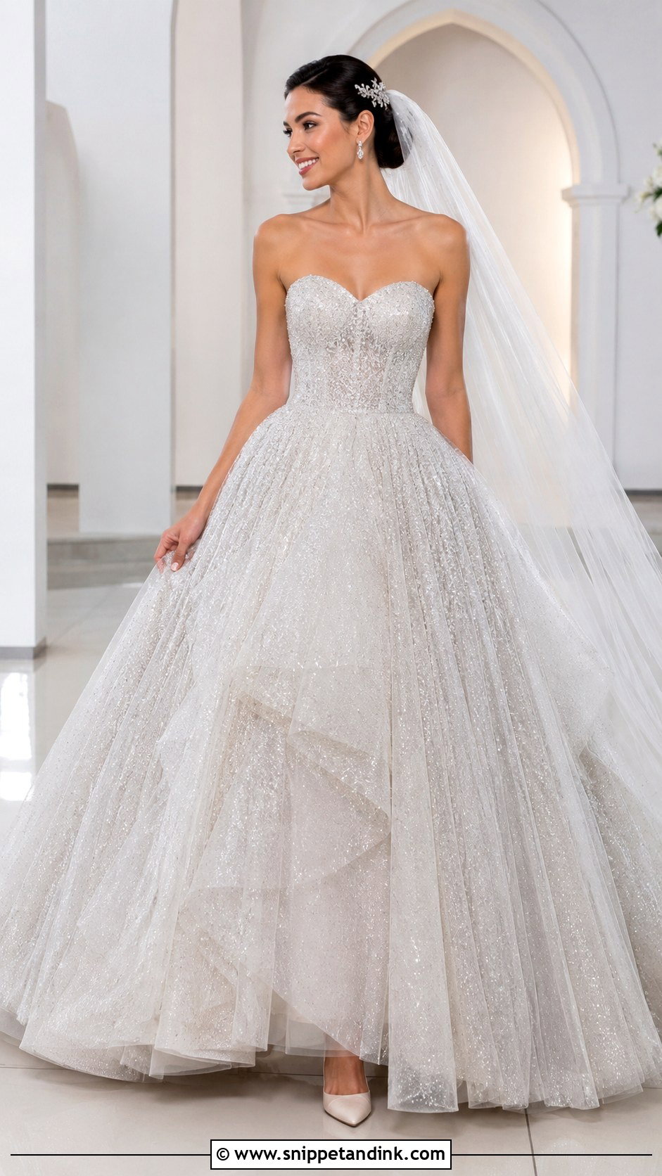 Silver Glitter Ballgown Wedding Dress - Snippet and Ink - 20 Ballgown Wedding Dress Sparkly Ideas