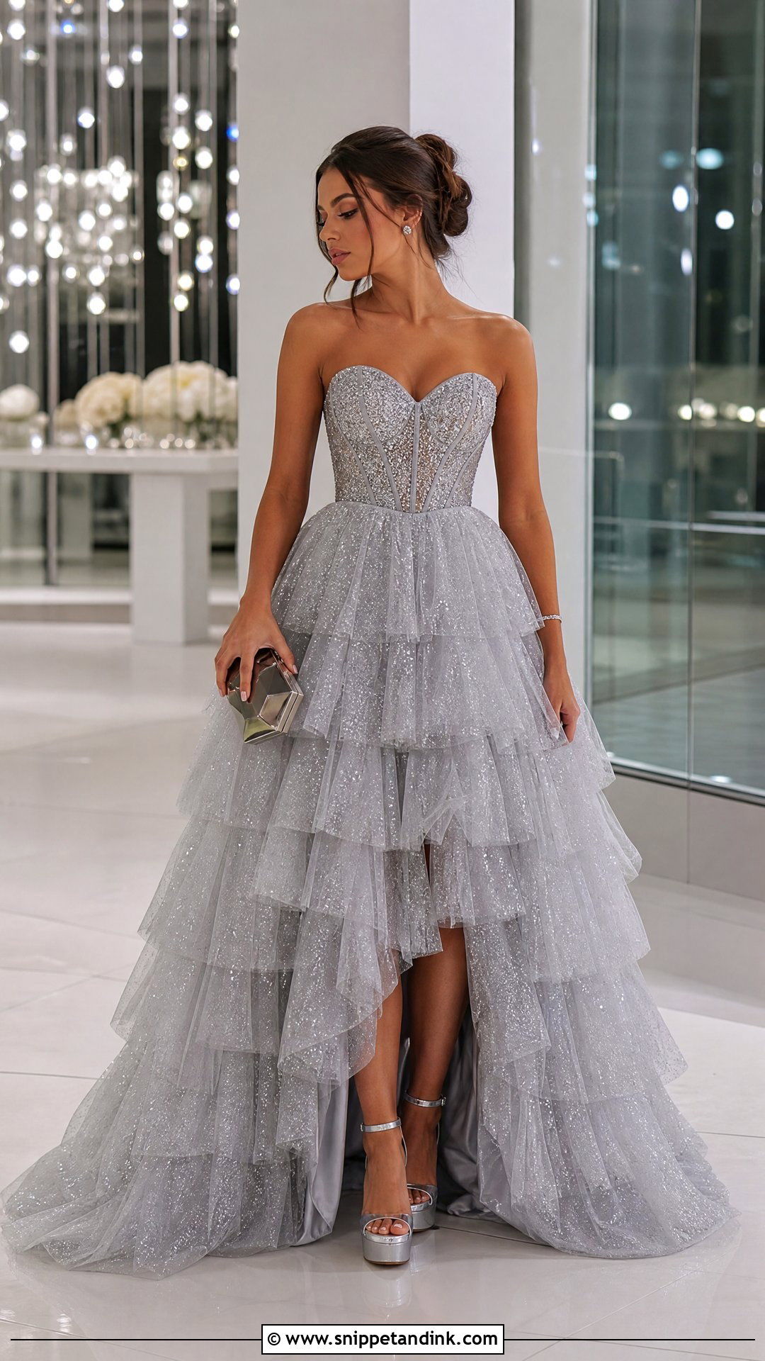 Silver Glitter Ruffle Ball Gown - Snippet and Ink - 20 Ruffle Ball Gown Ideas