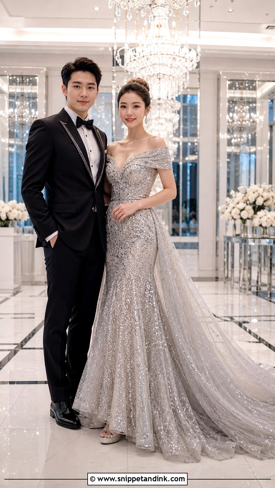 Silver Glitter Tail Gown - Snippet and Ink - 20 Tail Gown for Pre Wedding Ideas