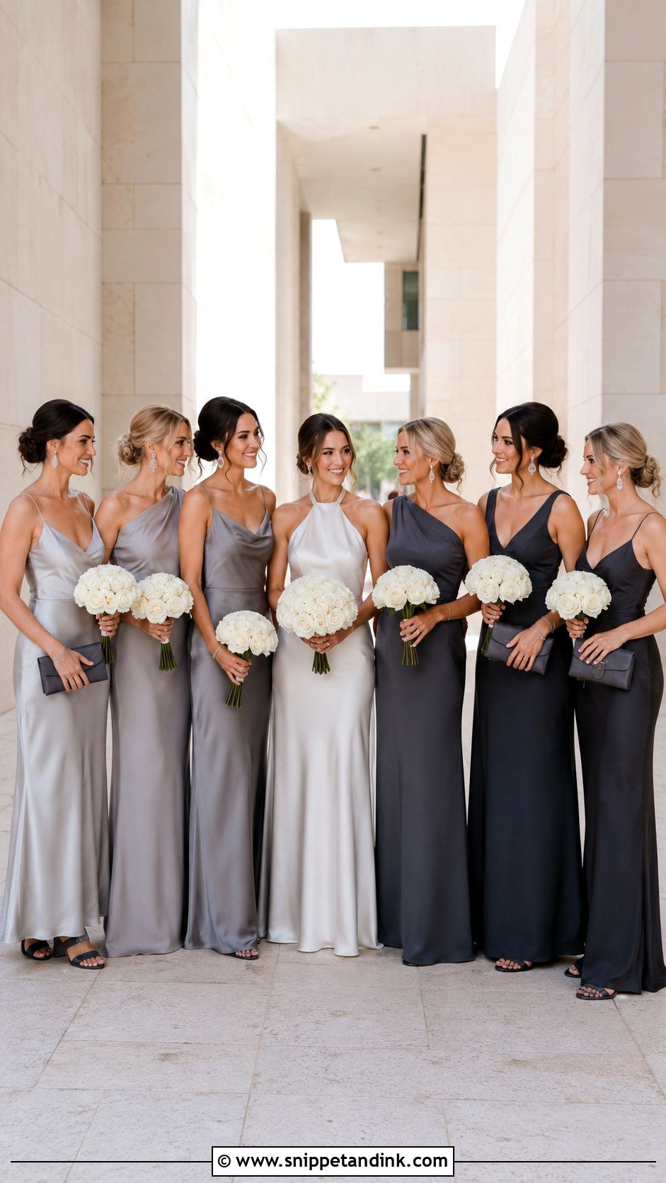 Silver Gray And Charcoal Bridal Party Dresses - Snippet and Ink - 20 Bridal Party Dresses Color Schemes