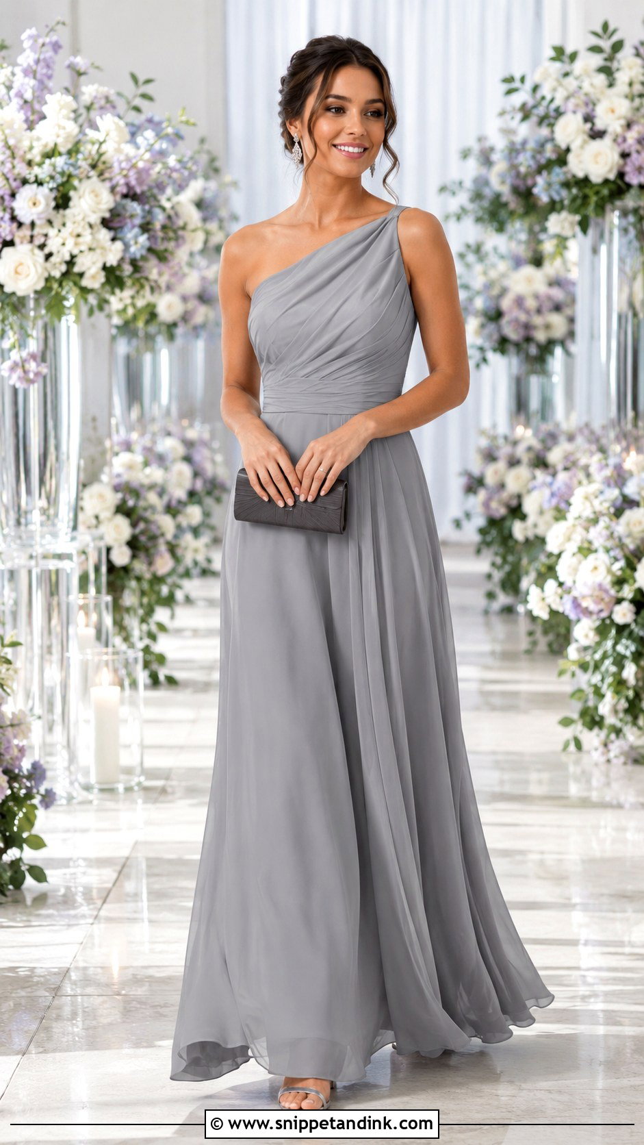 Silver Gray Asymmetric Bridesmaid Dress - Snippet and Ink - 20 Braids Maid Dresses