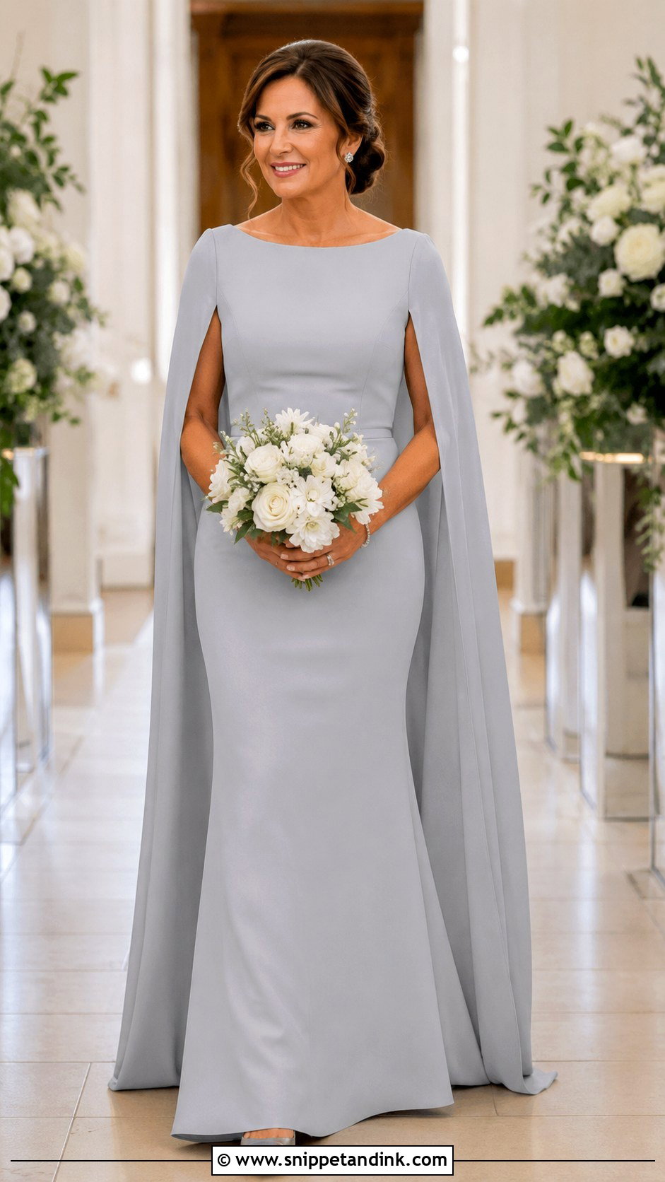 Silver Gray Cape Wedding Entourage Gown - Snippet and Ink - 20 Wedding Entourage Gowns