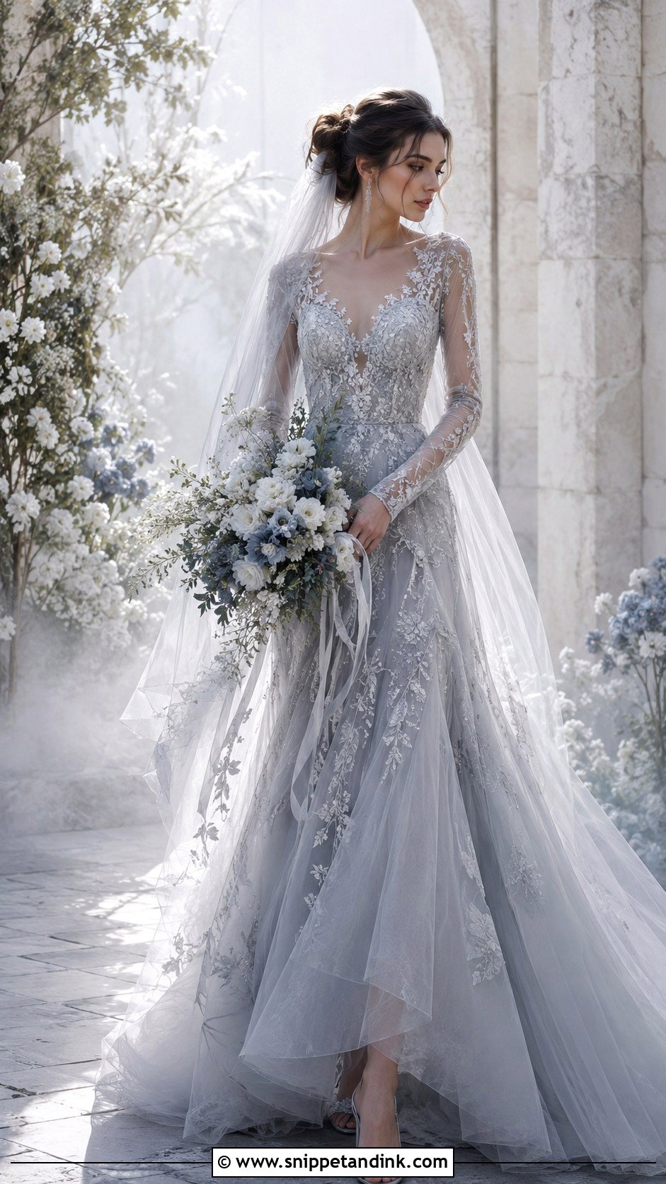 Silver Gray Ethereal Wedding Dress - Snippet and Ink - 20 Dark Fairytale Wedding Dress Ideas