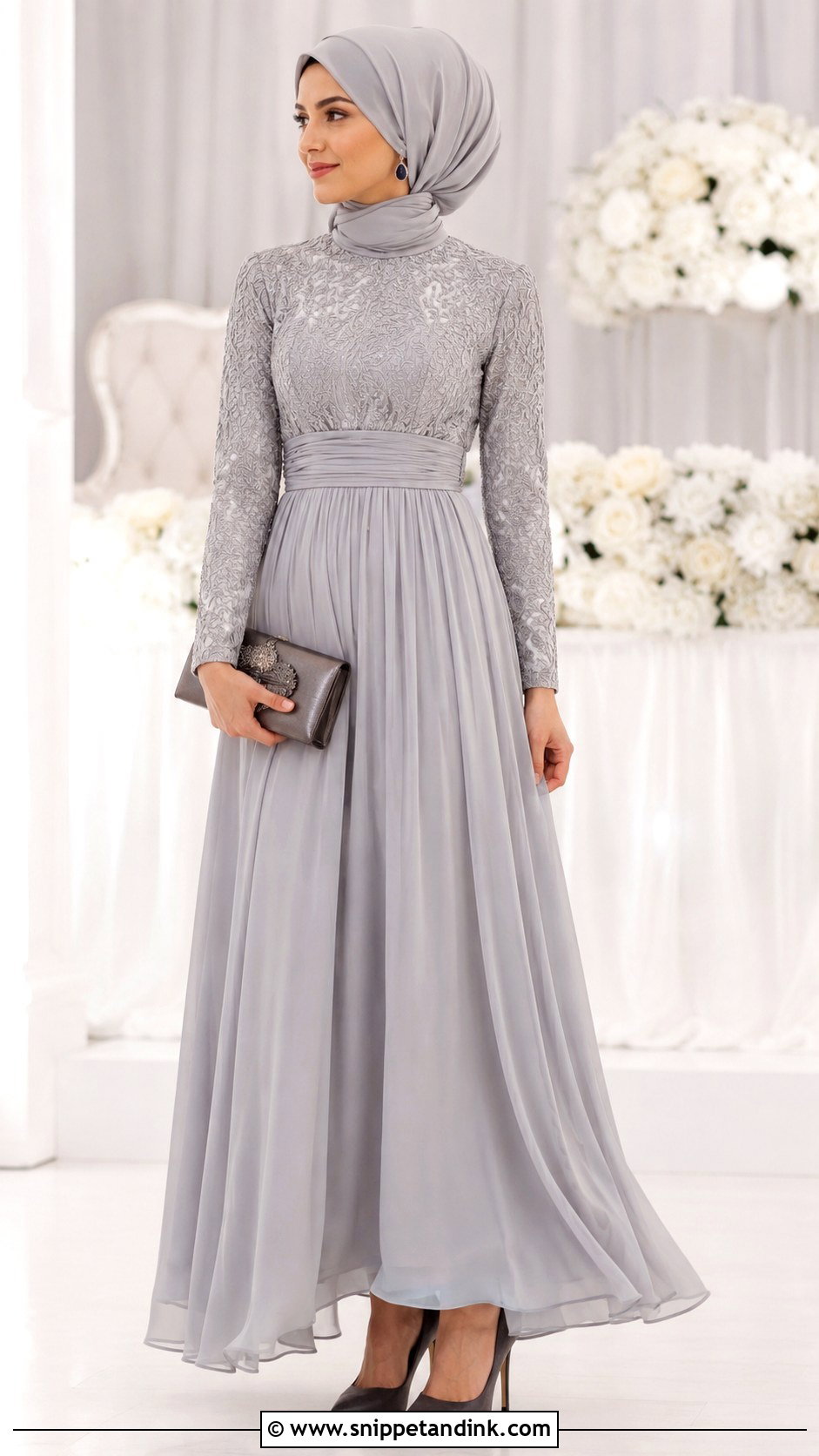 Silver Gray Modest Wedding Gown - Snippet and Ink - 20 Long Gown for Wedding Ideas