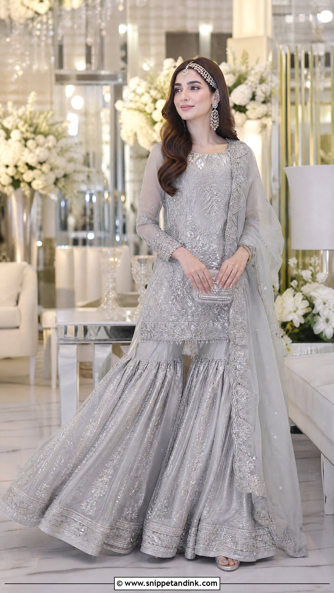 Silver Gray Pakistani Bridal Farshi Gharara - Snippet and Ink - 20 Simple Pakistani Bridal Dresses