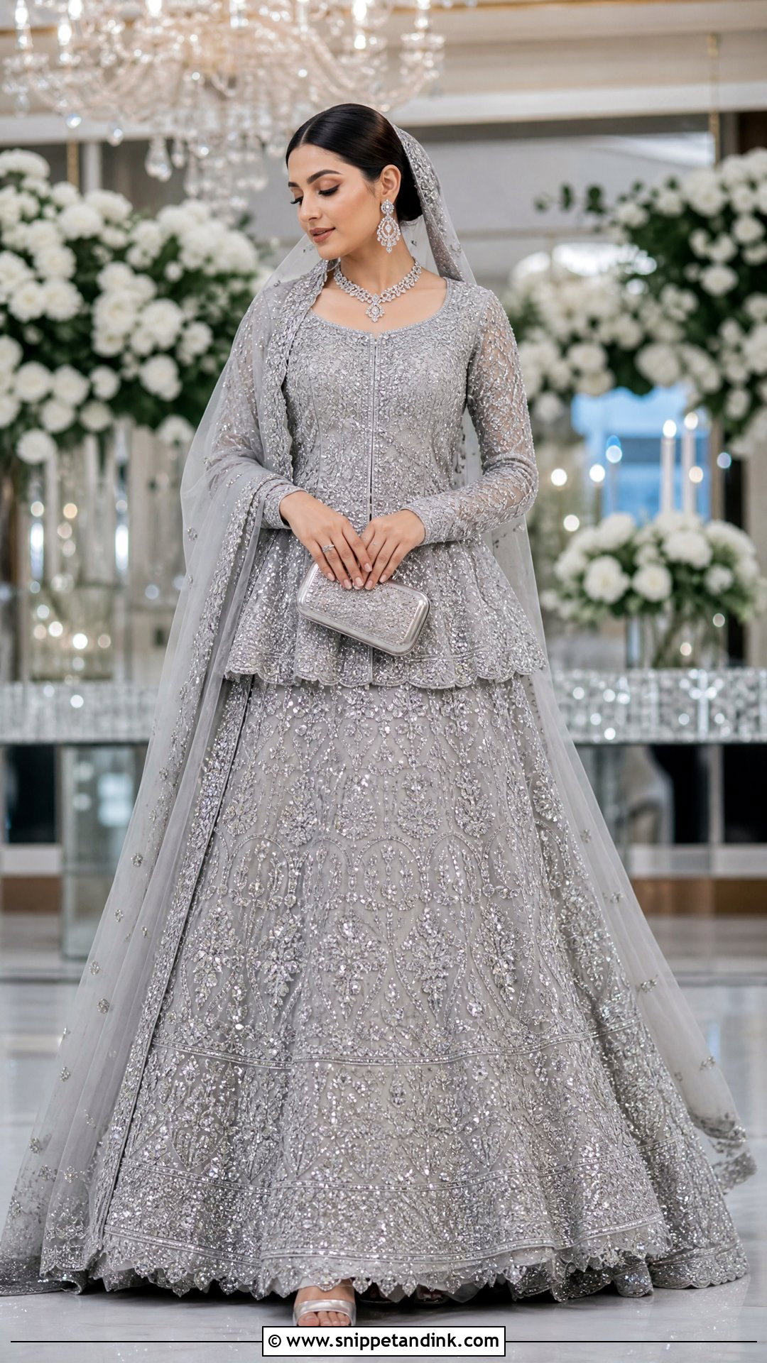 Silver Gray Pakistani Bridal Lehenga - Snippet and Ink - 20 Pakistani Dulhan Wedding Bride Dress Ideas