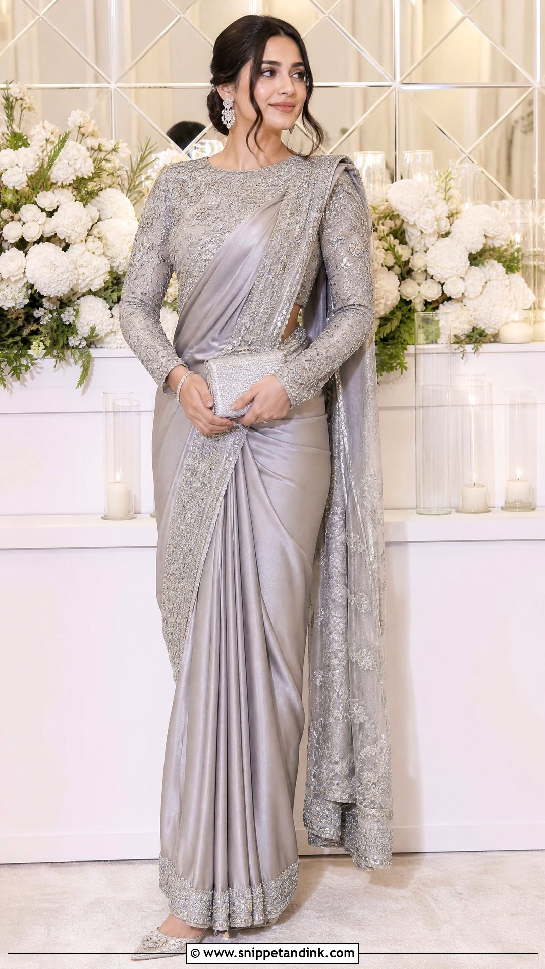 Silver Gray Pakistani Bridal Saree - Snippet and Ink - 20 Pakistani Bridal Outfits