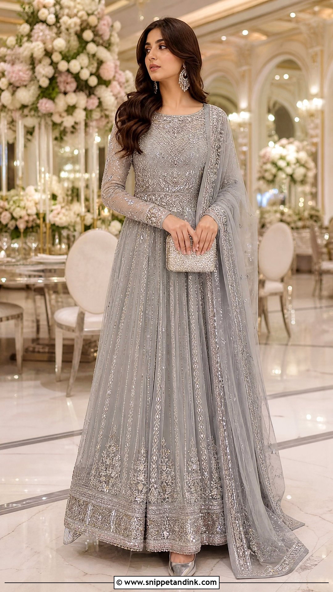 Silver Gray Pakistani Sister Maxi Dress - Snippet and Ink - 20 Pakistani Sister Wedding Dress Ideas