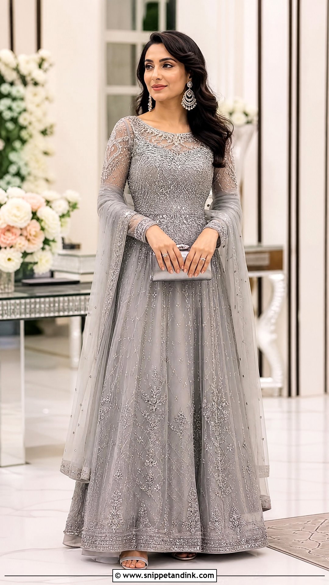 Silver Gray Pakistani Wedding Maxi Dress - Snippet and Ink - 25 Simple Pakistani Wedding Dress Ideas