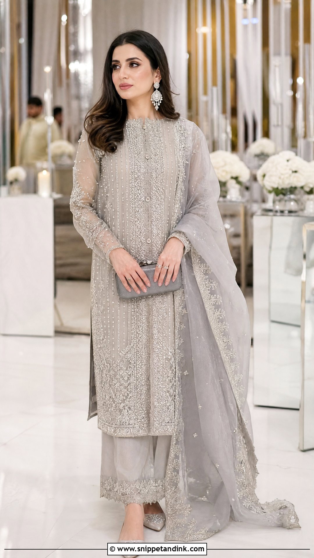 Silver Gray Pakistani Wedding Shalwar - Snippet and Ink - 20 Wedding Shalwar Design for Women Ideas