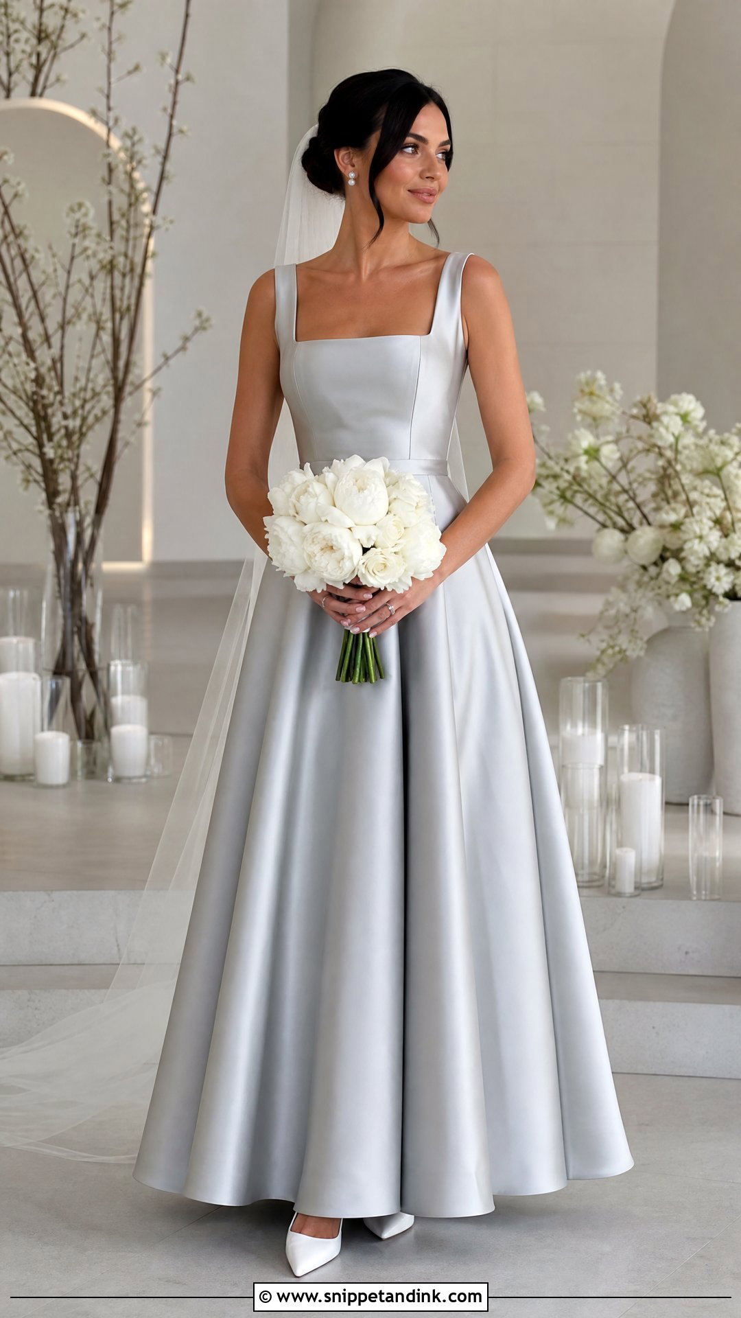 Silver Gray Satin Bridal Dress - Snippet and Ink - 20 Silver Bridal Dress Ideas