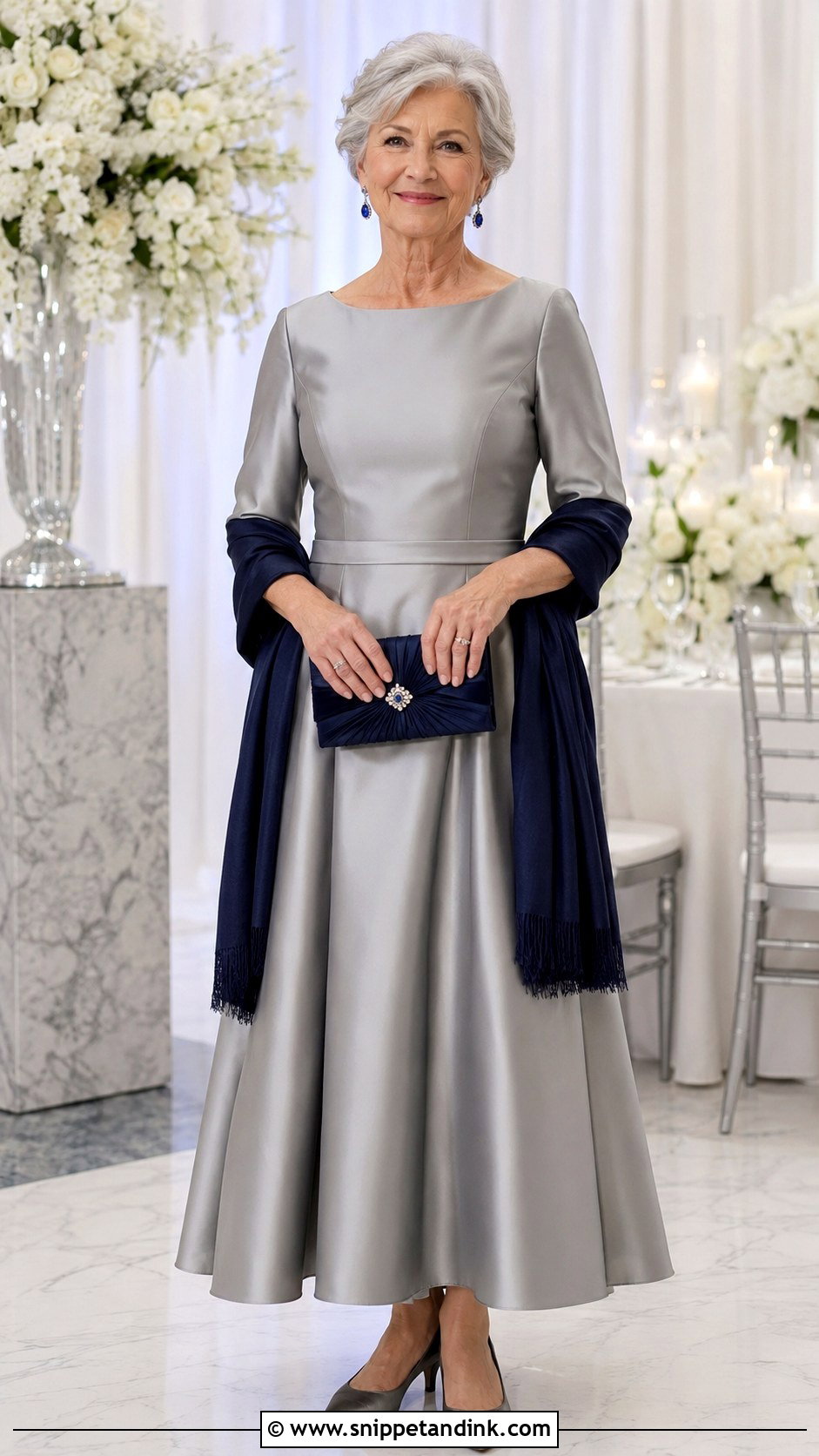 Silver Gray Satin Nana Wedding Dress - Snippet and Ink - 20 Nana Wedding Dress Ideas