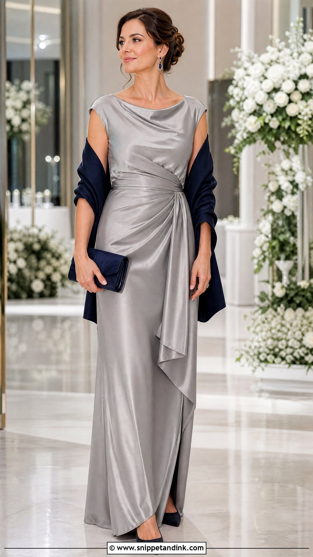 Silver Gray Satin Wedding Godmother Dress - Snippet and Ink - 20 Wedding Godmother Dress Ideas