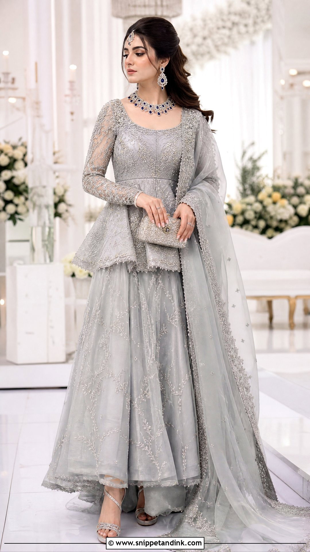 Silver Gray Walima Lehenga - Snippet and Ink - 20 Pakistani Bride Dresses