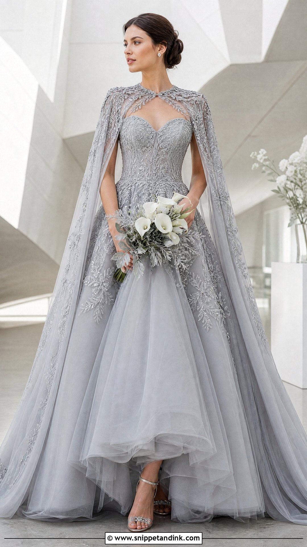 Silver Gray Wedding Dress - Snippet and Ink - 20 Wedding Dresses Not White Colour