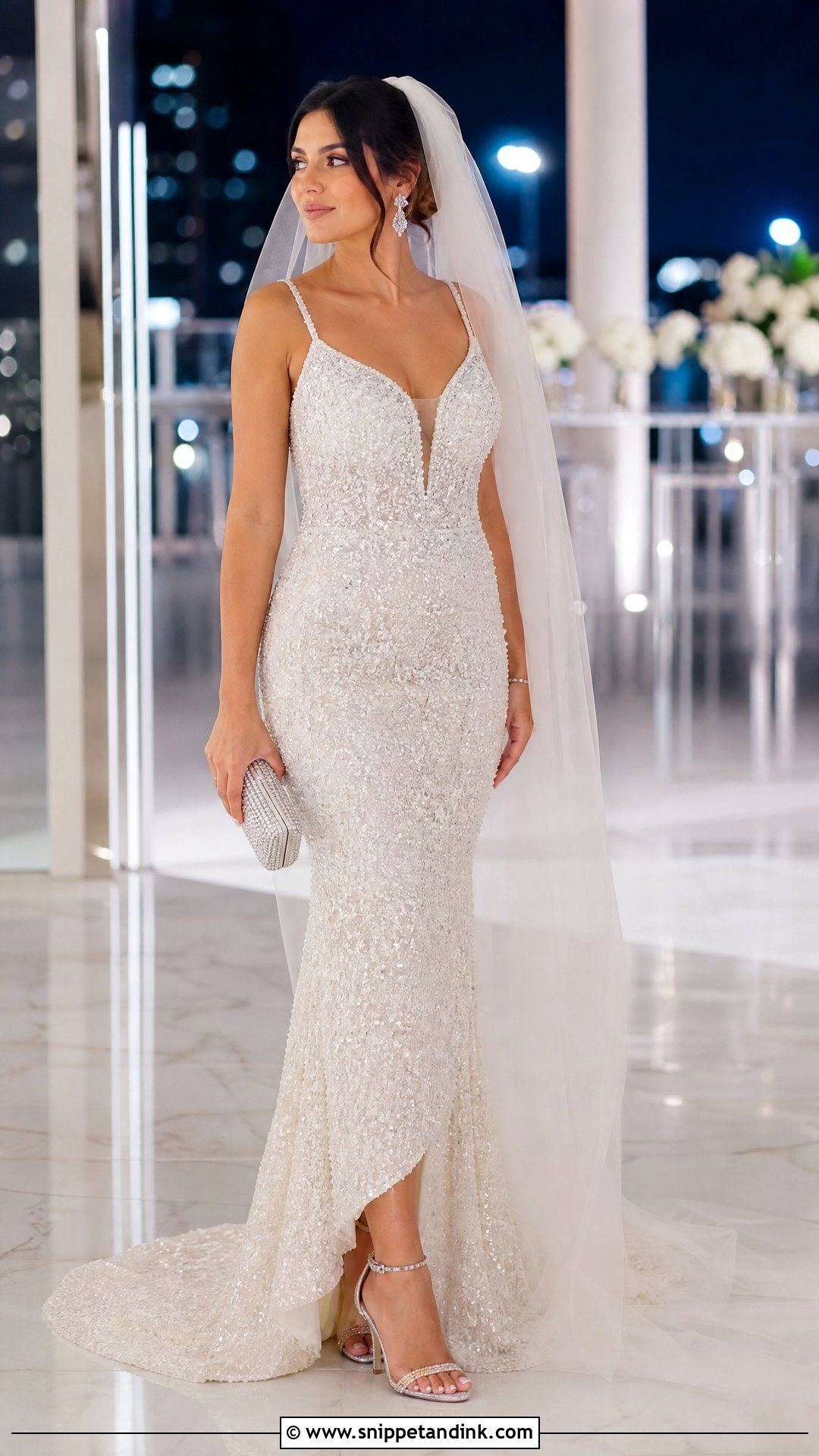 Silver High Heels With Beaded Wedding Dress - Snippet and Ink - 20 Wedding High Heels Brides Ideas