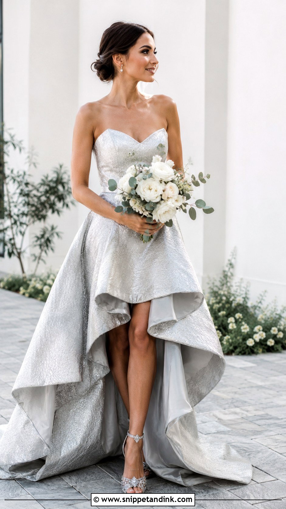 Silver High Low Wedding Dress - Snippet and Ink - 30 Silver Wedding Dress Ideas