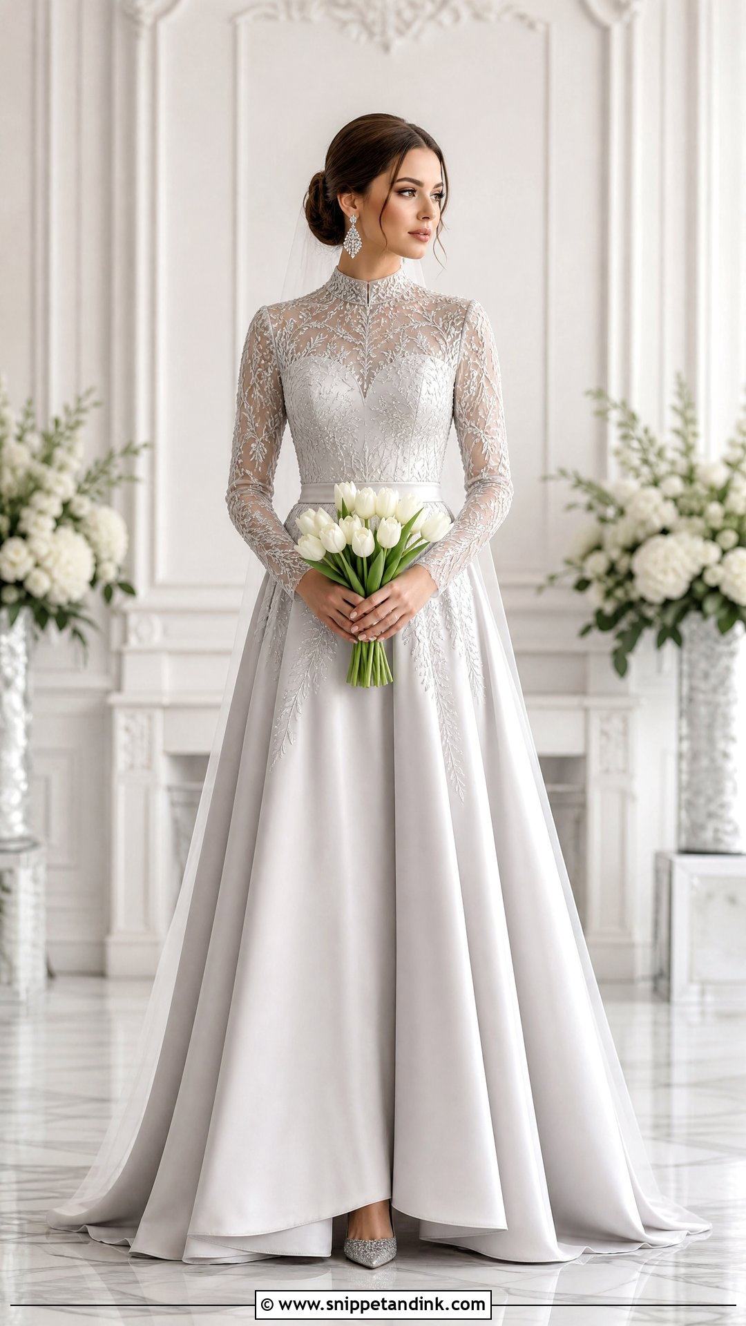 Silver High Neck Wedding Gown - Snippet and Ink - 20 Silver Wedding Gowns
