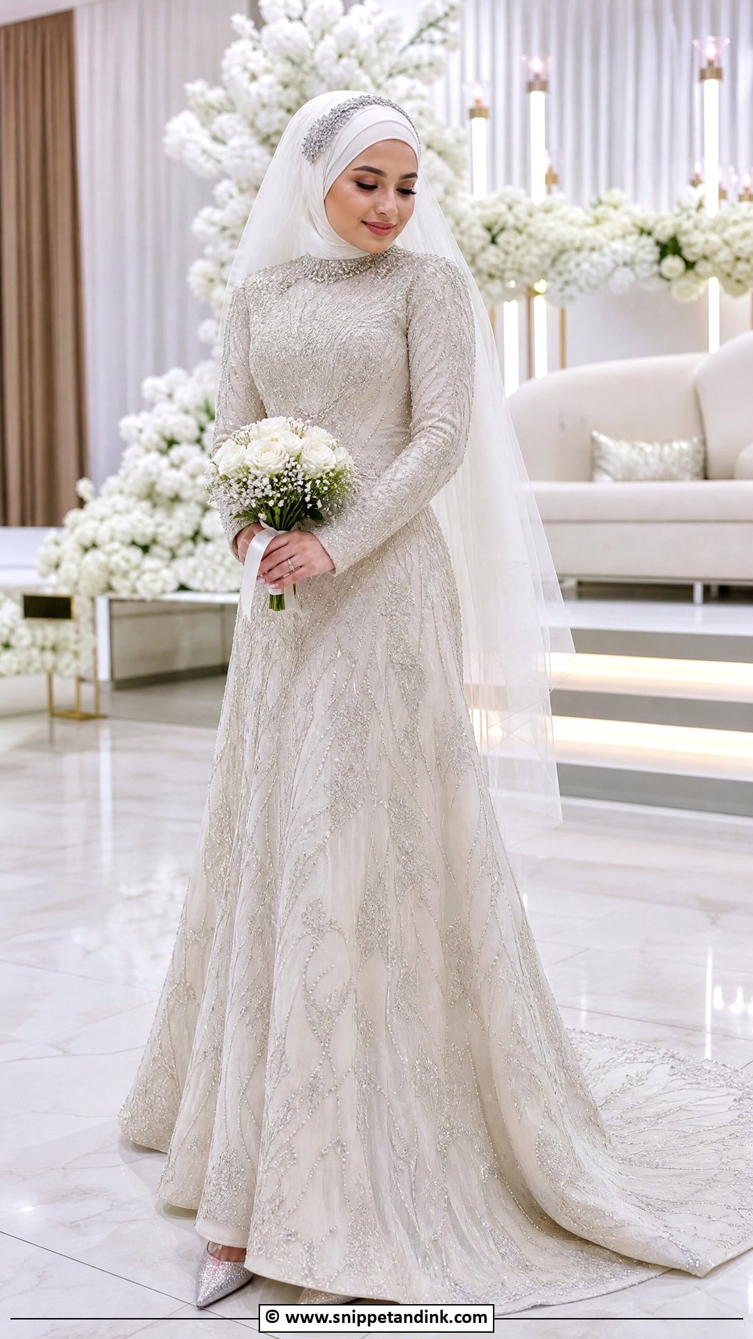 Silver Hijab Wedding Dress - Snippet and Ink - 35 Hijab Wedding Dresses