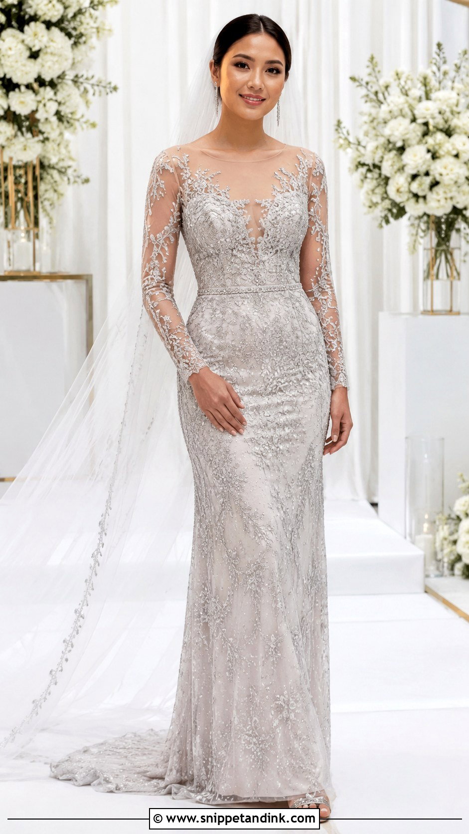 Silver Illusion Wedding Dress - Snippet and Ink - 30 Silver Wedding Dress Ideas