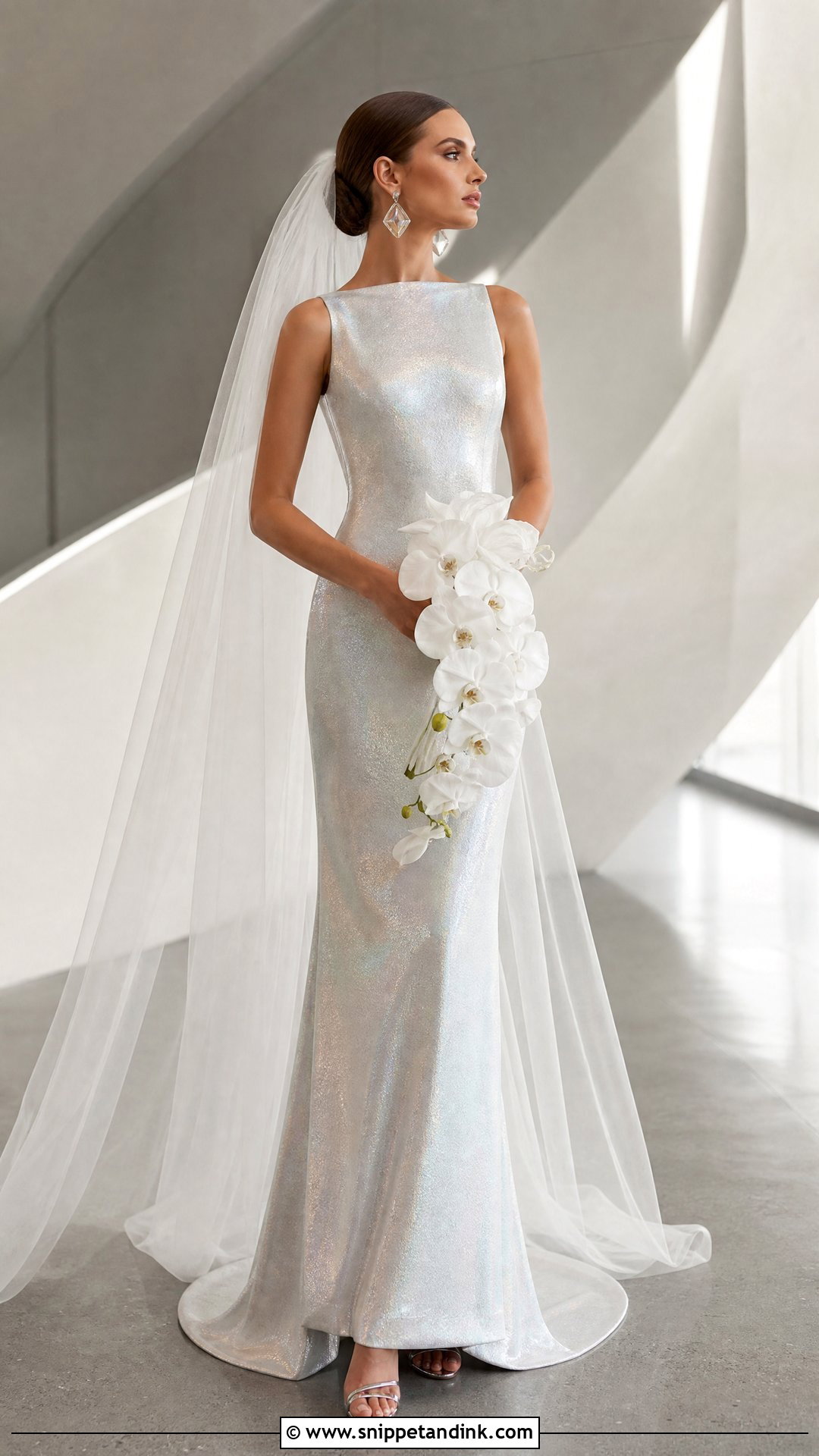 Silver Iridescent Column Wedding Dress - Snippet and Ink - 25 Iridescent Wedding Dress Ideas