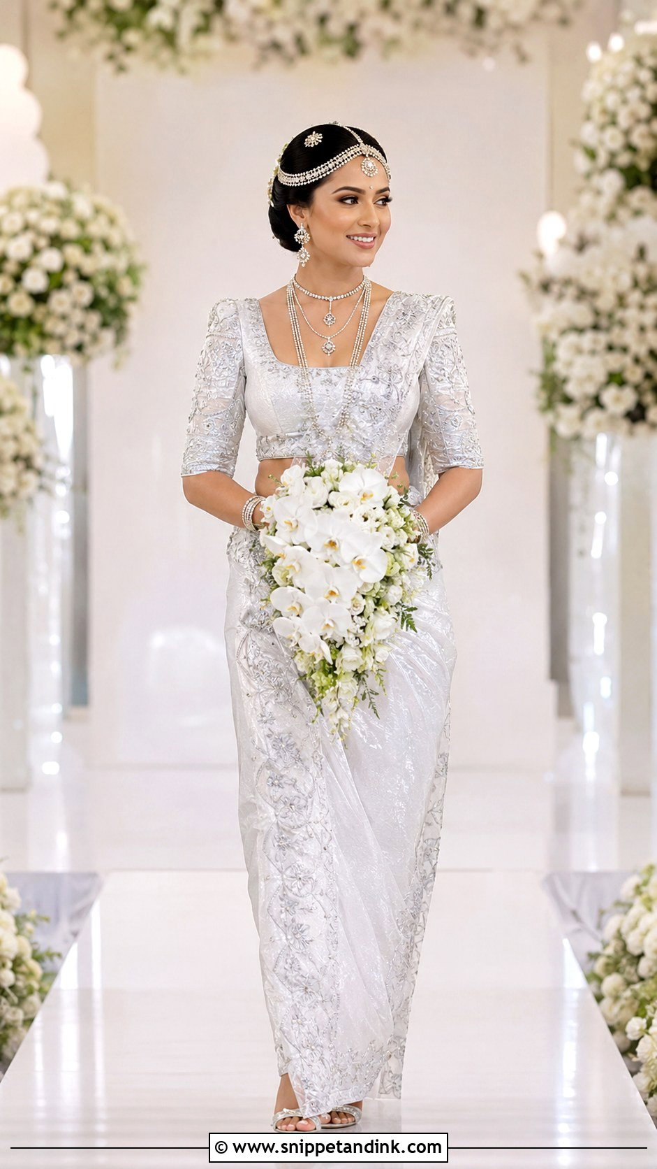 Silver Kandyan Bride With White Embroidery - Snippet and Ink - 20 Kandian Bride Ideas