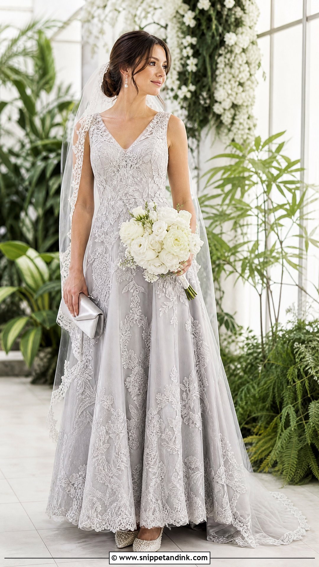 Silver Lace Bridal Dress - Snippet and Ink - 20 Silver Bridal Dress Ideas