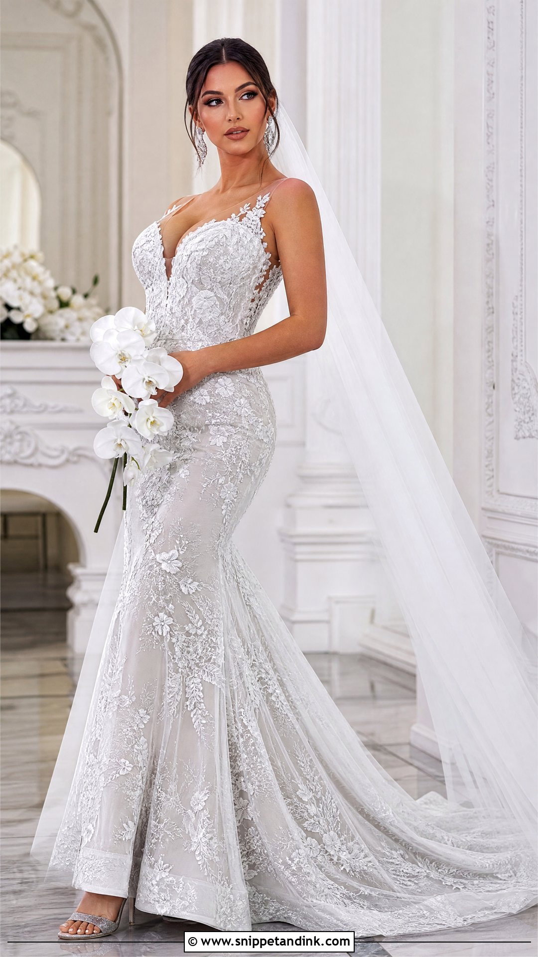 Silver Lace Mermaid Wedding Gown - Snippet and Ink - 20 Silver Wedding Gowns
