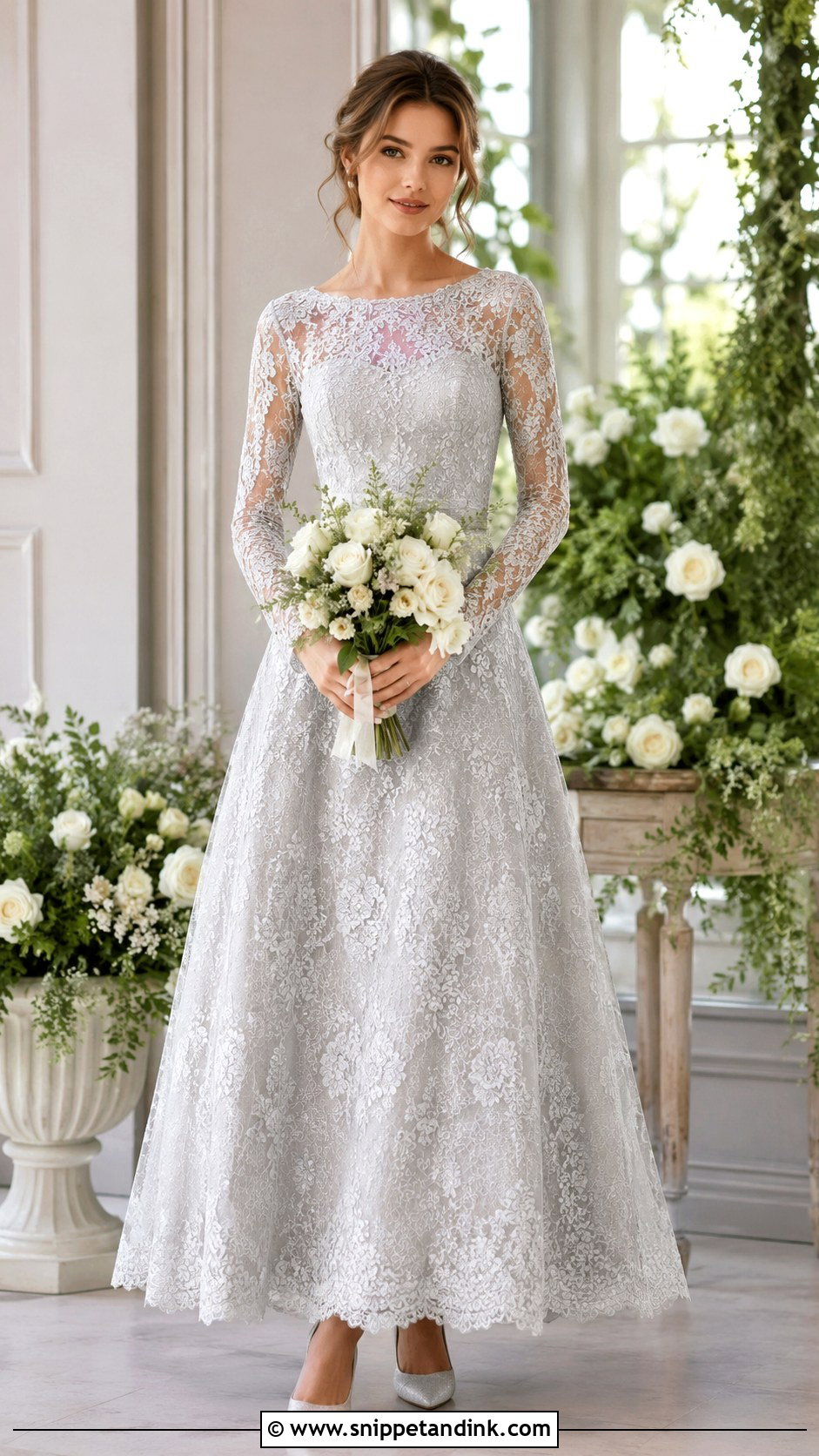 Silver Lace Wedding Dress - Snippet and Ink - 30 Silver Wedding Dress Ideas