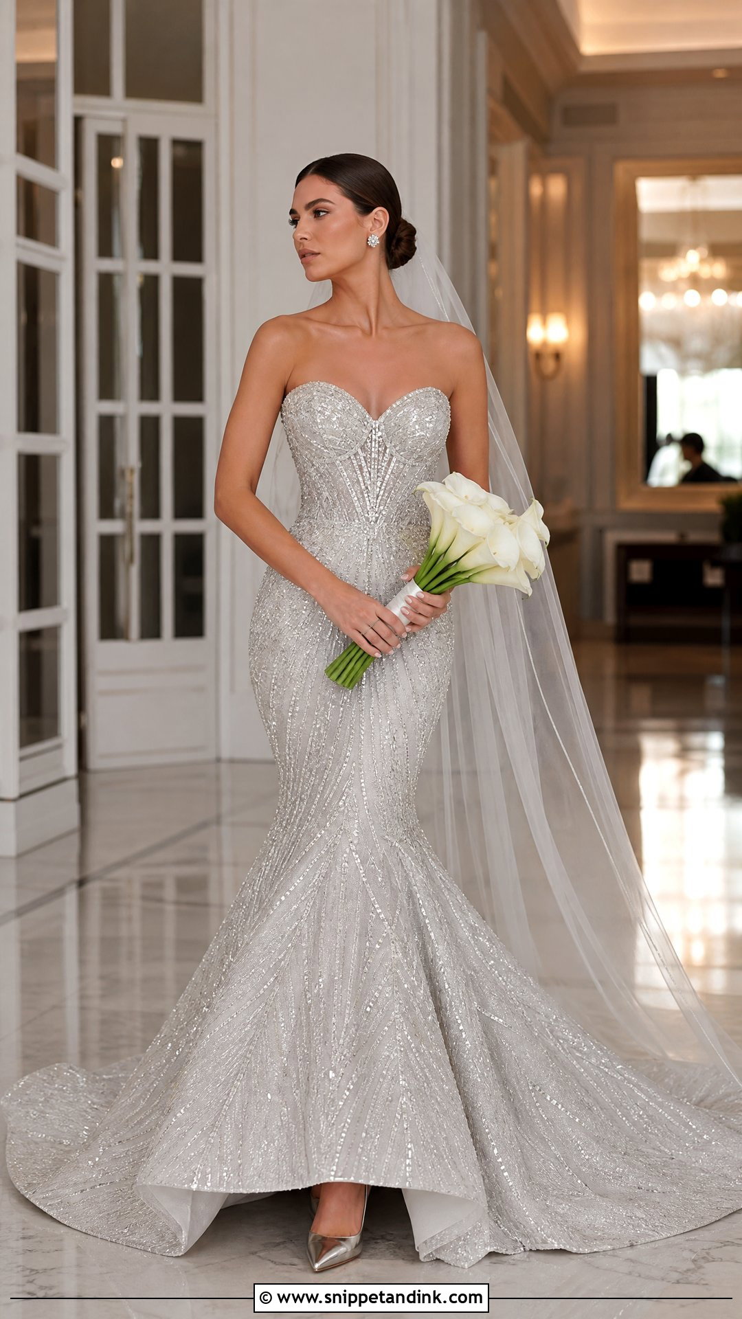 Silver Mermaid Bridal Dress With Crystal Beading - Snippet and Ink - 20 Silver Bridal Dress Ideas