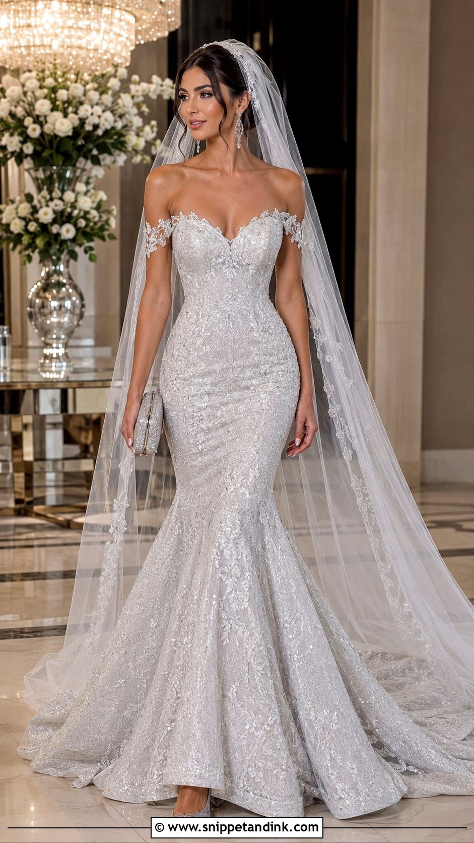 Silver Mermaid Wedding Gown - Snippet and Ink - 20 Elegant Silver Wedding Gowns