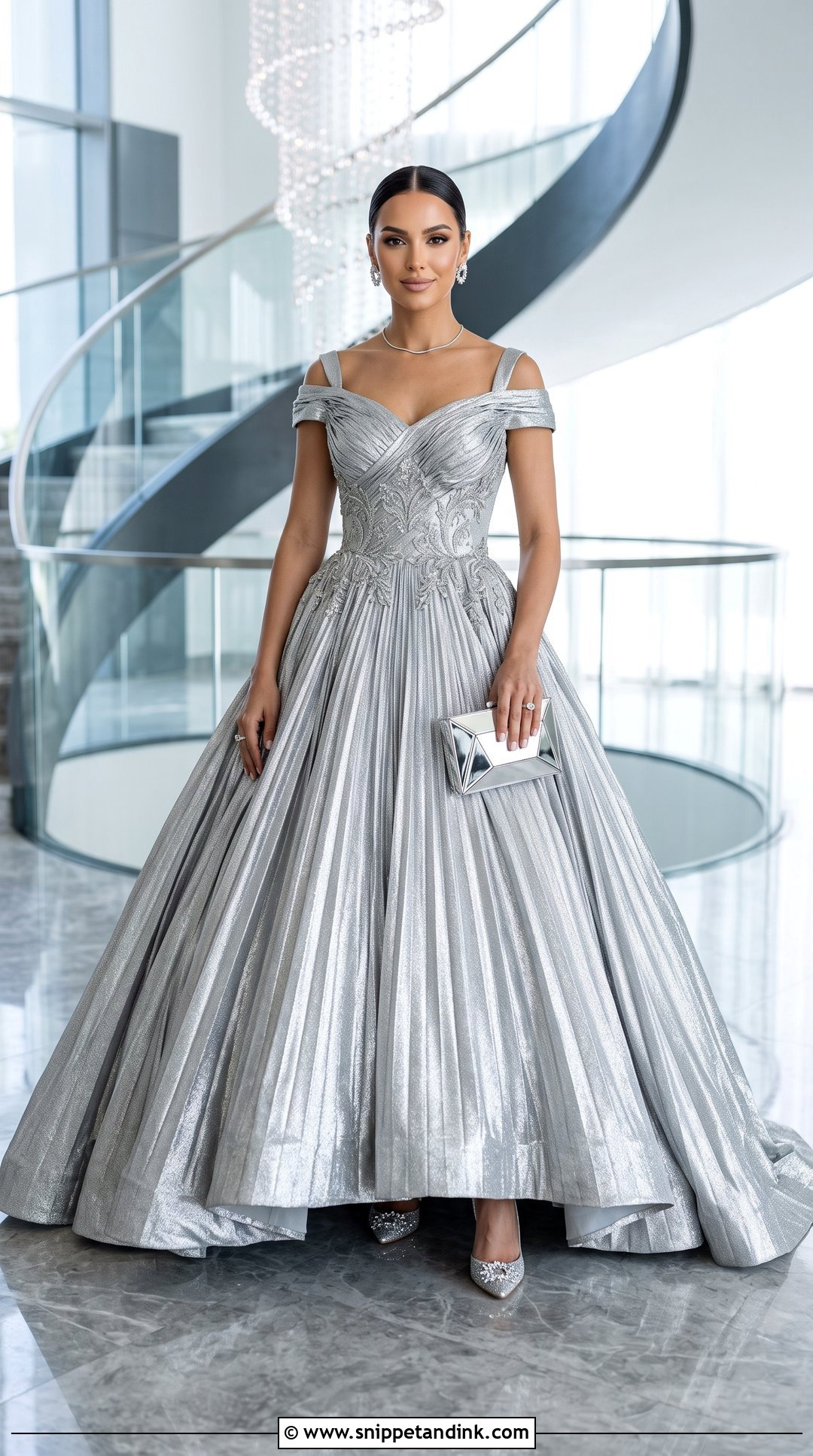 Silver Metallic Princess Gown - Snippet and Ink - 20 Gowns Princess