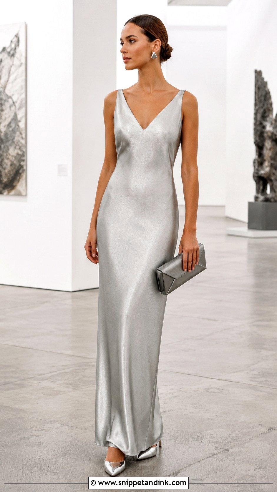 Silver Minimalist Sheath Gown - Snippet and Ink - 20 Minimalist Gown Ideas