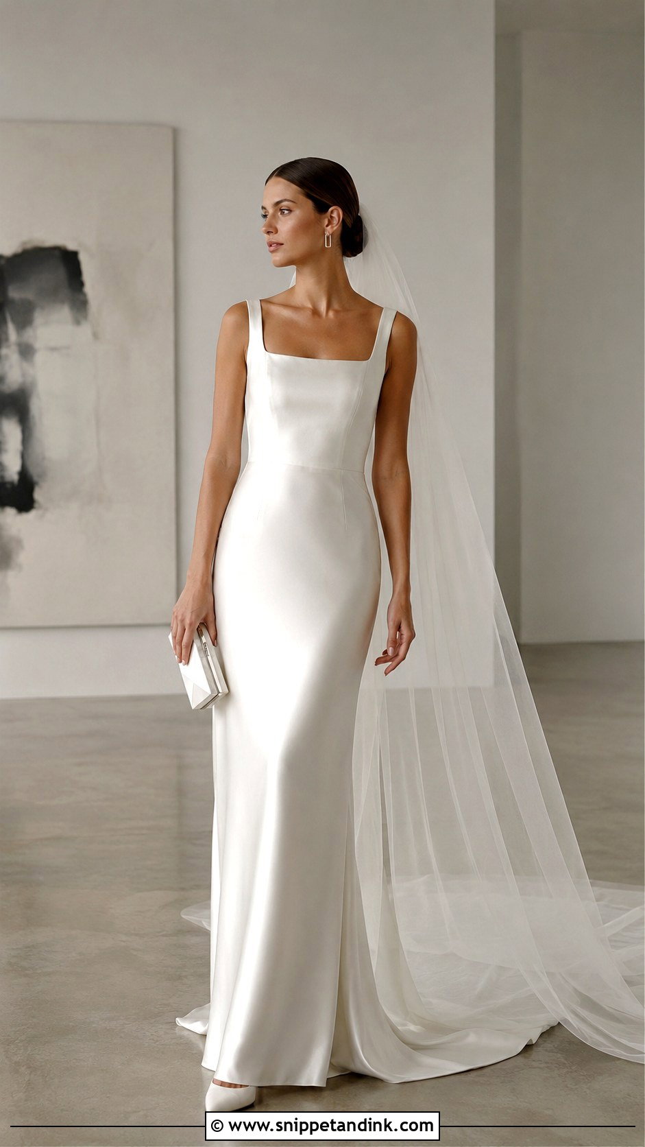 Silver Minimalist Wedding Gown - Snippet and Ink - 20 Elegant Silver Wedding Gowns