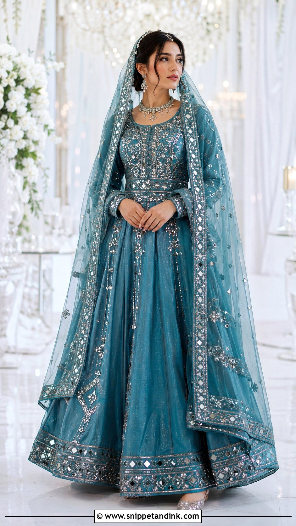Silver Mirror Work Afghan Wedding Dress - Snippet and Ink - 20 Afghan Wedding Dresses