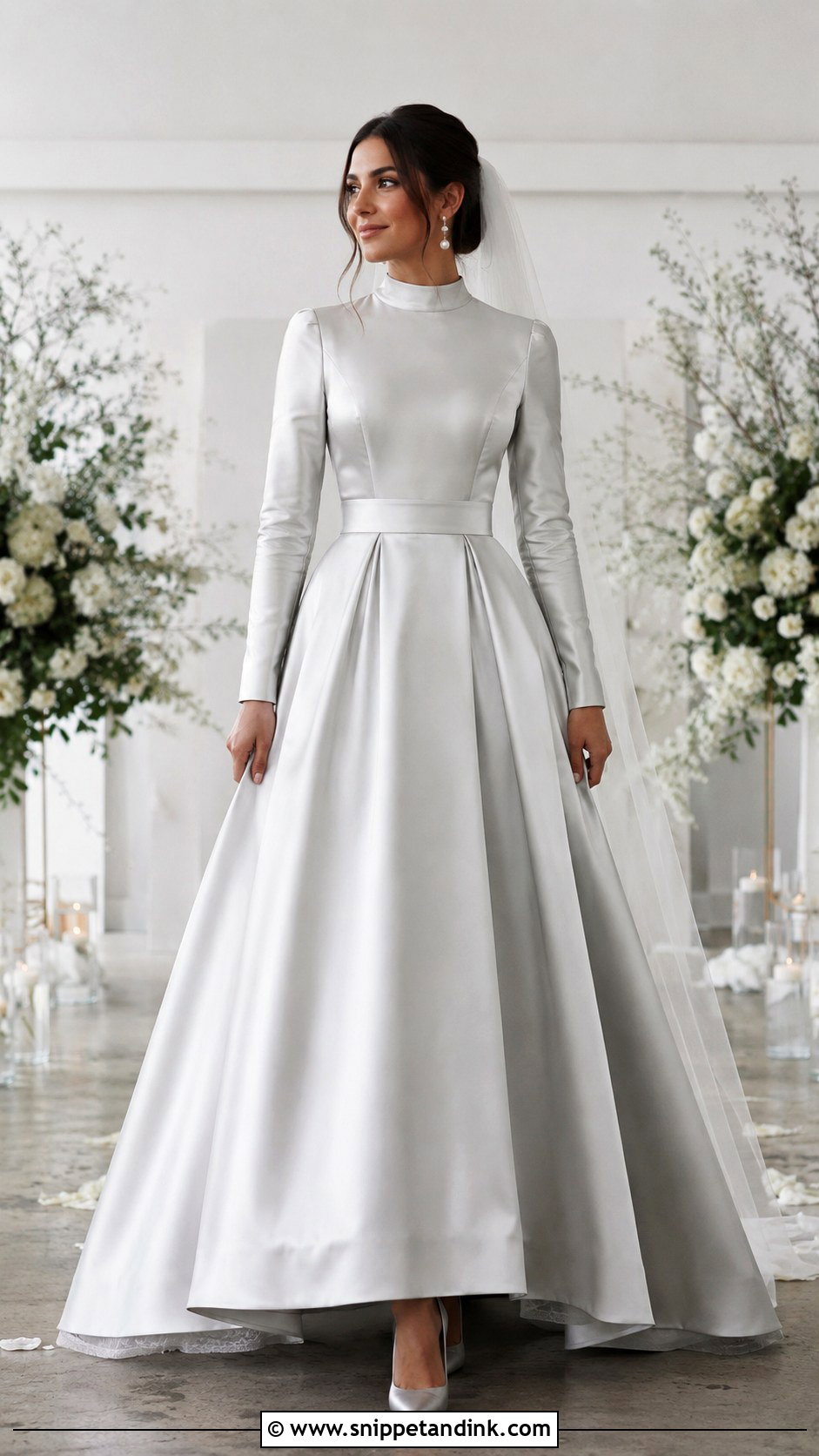 Silver Modest Wedding Gown - Snippet and Ink - 20 Elegant Silver Wedding Gowns