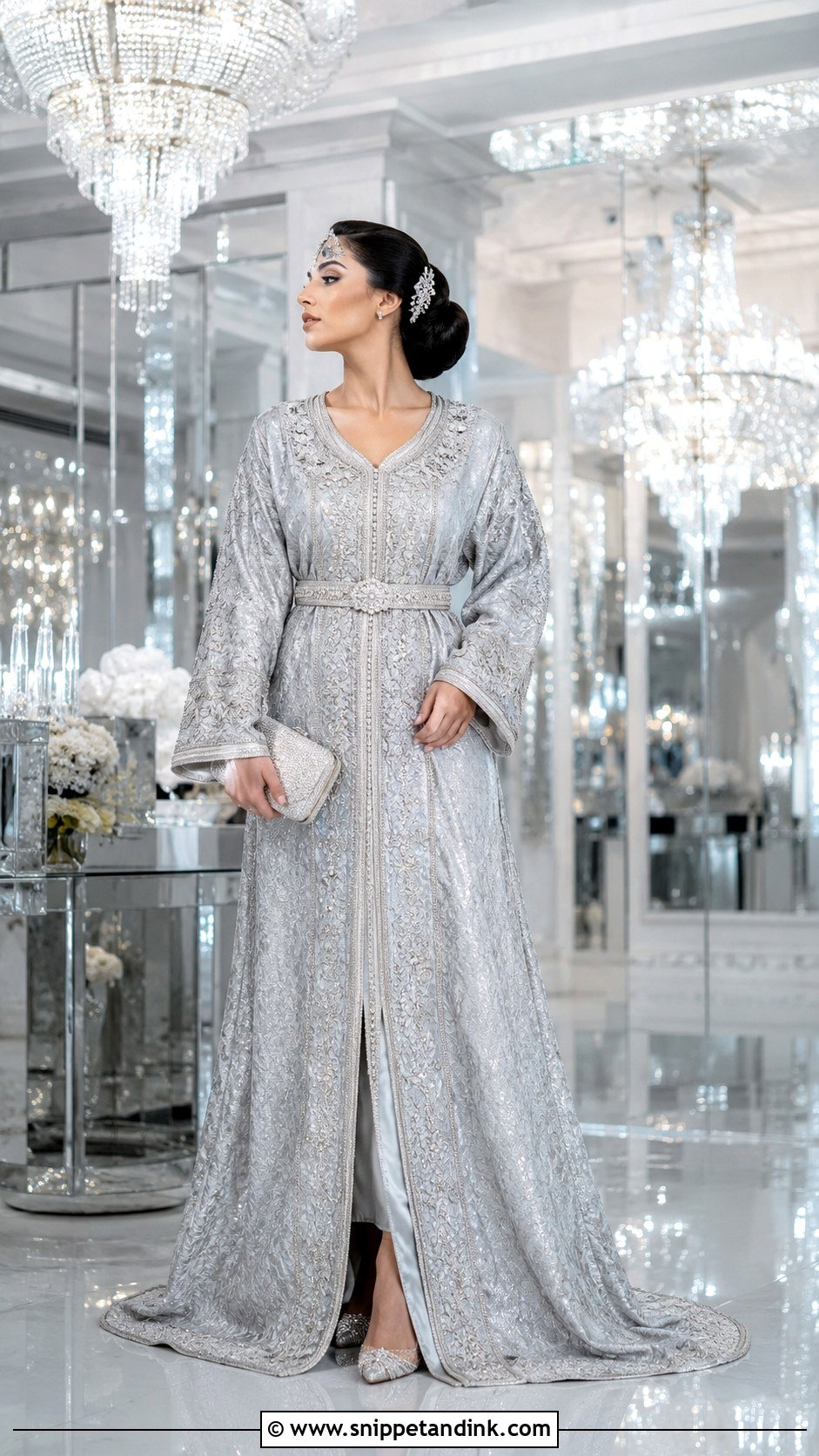 Silver Moroccan Bridal Caftan - Snippet and Ink - 20 Moroccan Wedding Dresses