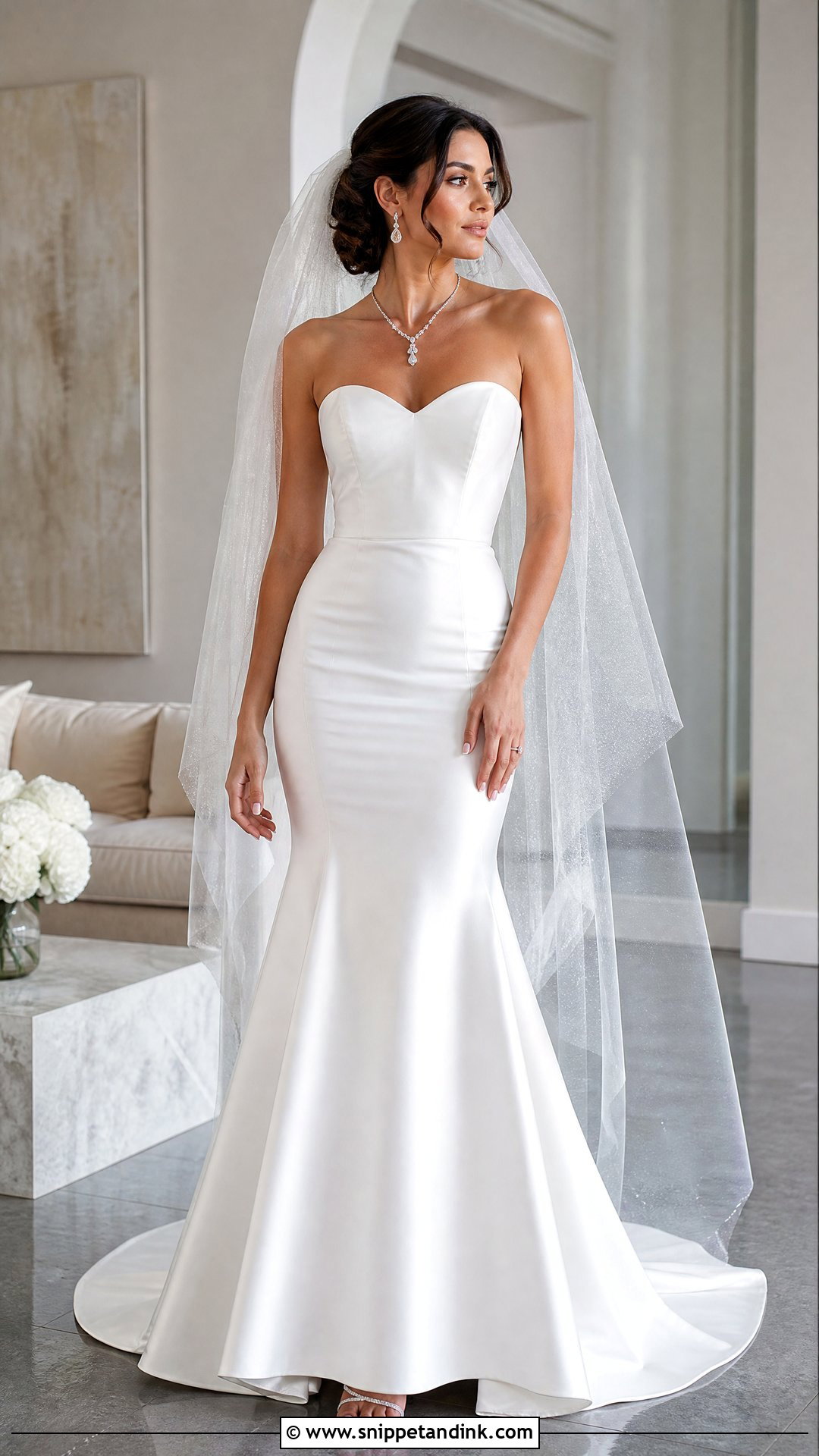 Silver Necklace With White Wedding Dress - Snippet and Ink - 20 Wedding Dress Necklace Ideas